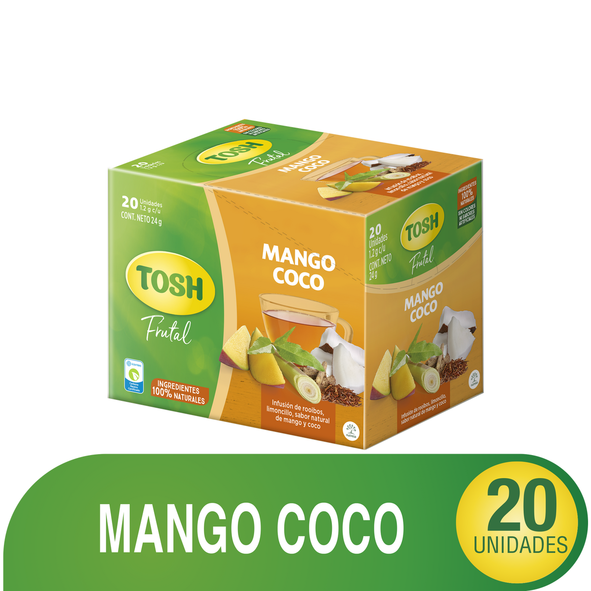 Tosh Infusión Mango Coco 20 Sobre 20 un x24 g