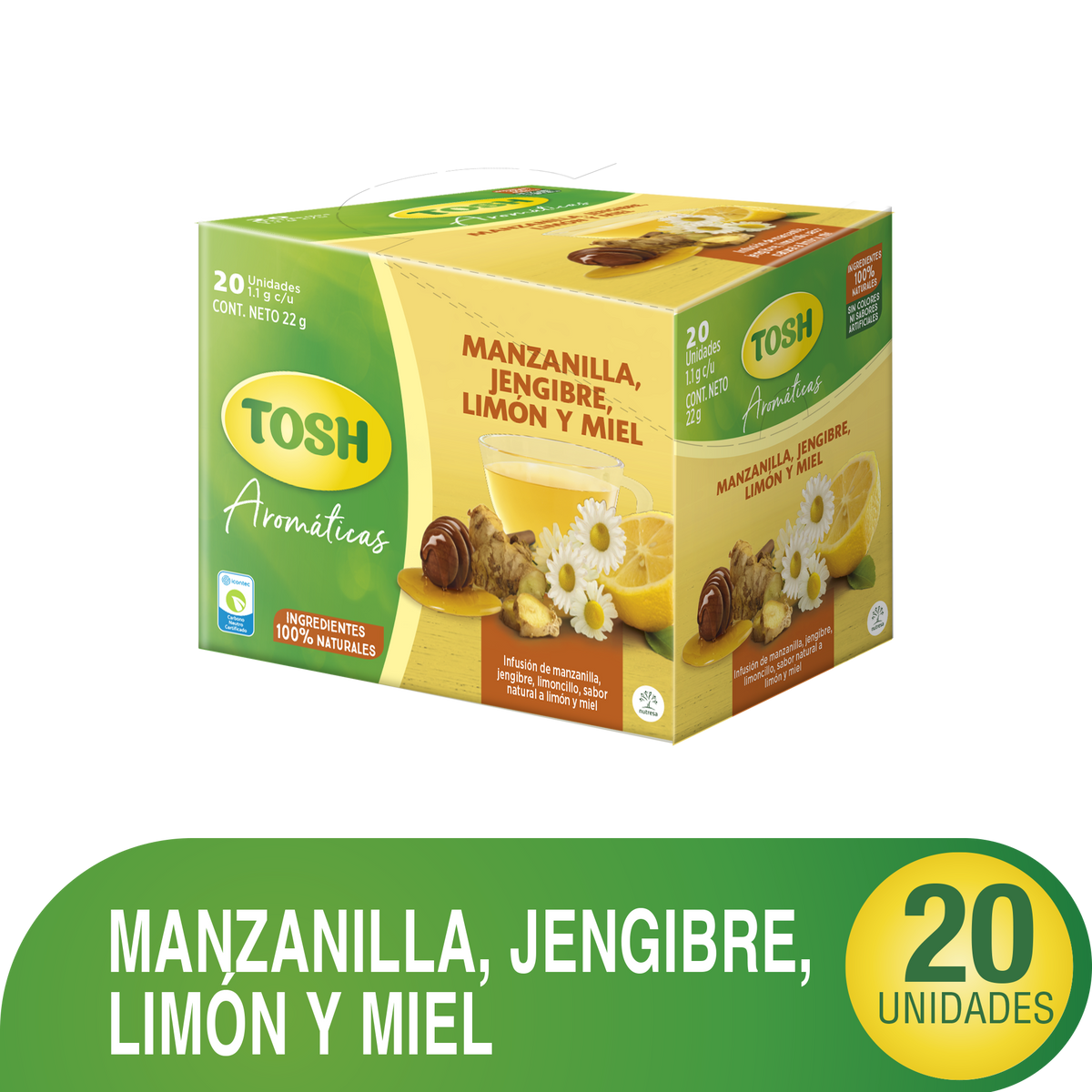 Tosh Aromatica Manzanilla Limonada Jengibre 20 Sobres x 22 g
