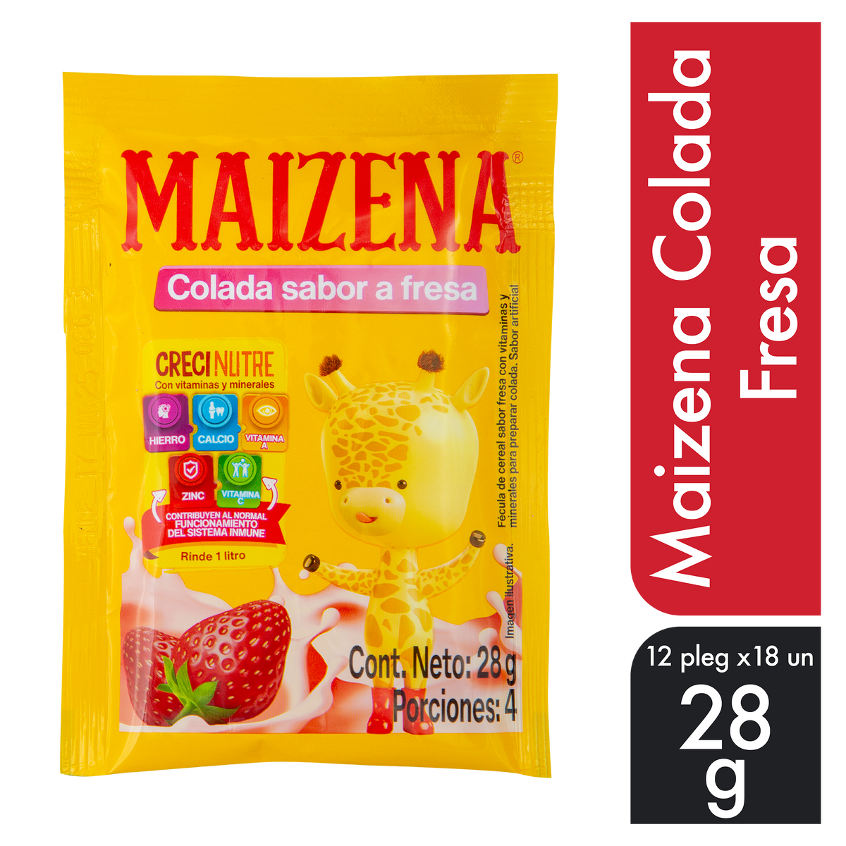 Maizena Colada Fresa 12pleg x 18 un x 28 g