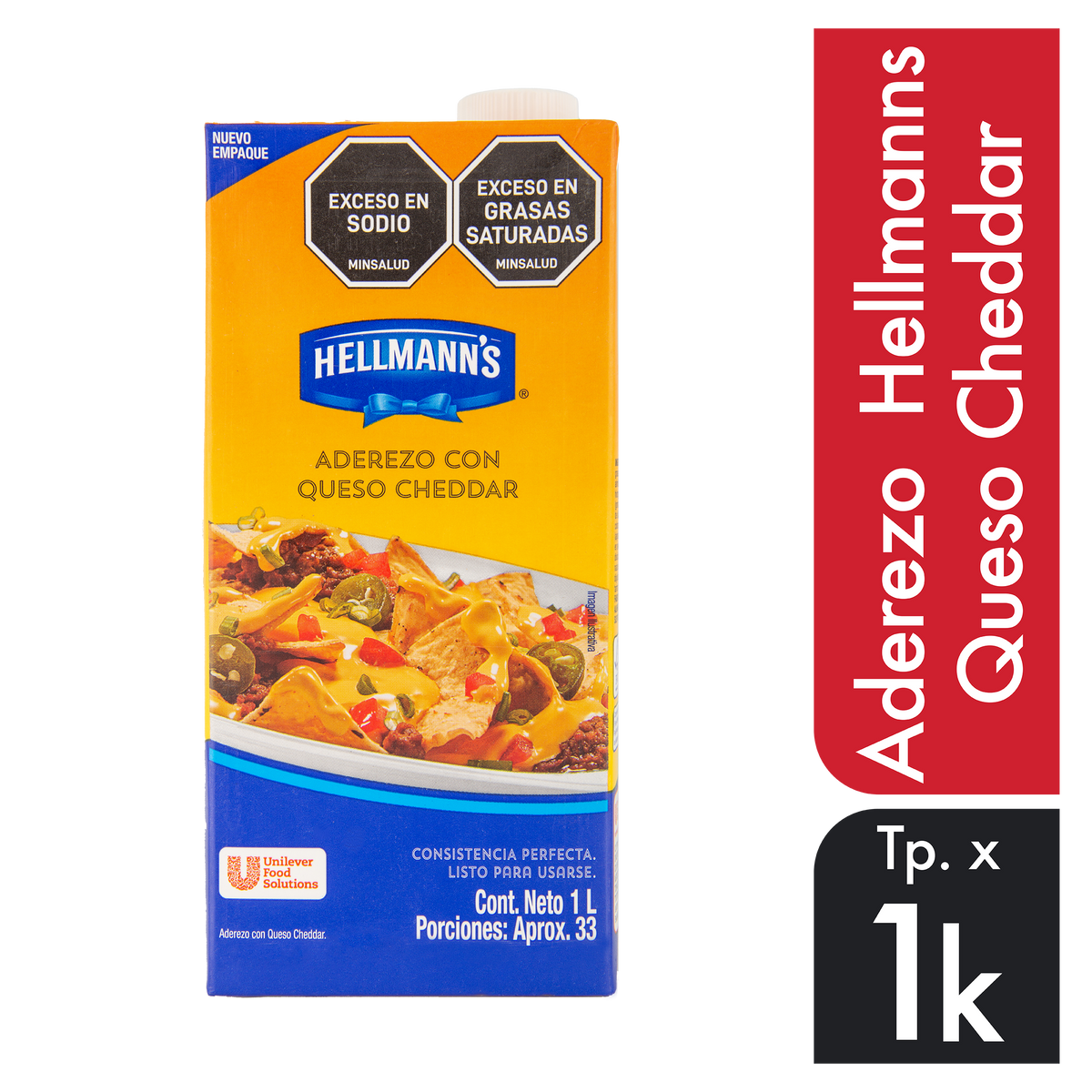 Hellmanns Aderezo Queso Cheddar Tapa x 1 kg