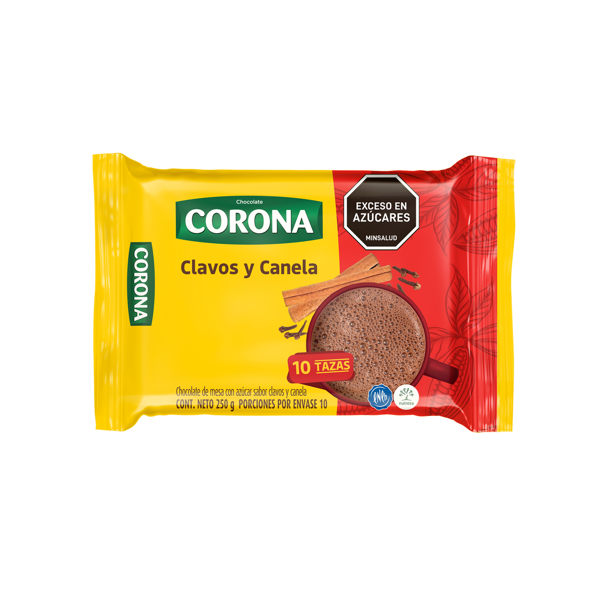 Corona Chocolate Clavos y canela 10 Pastillas x 250 g