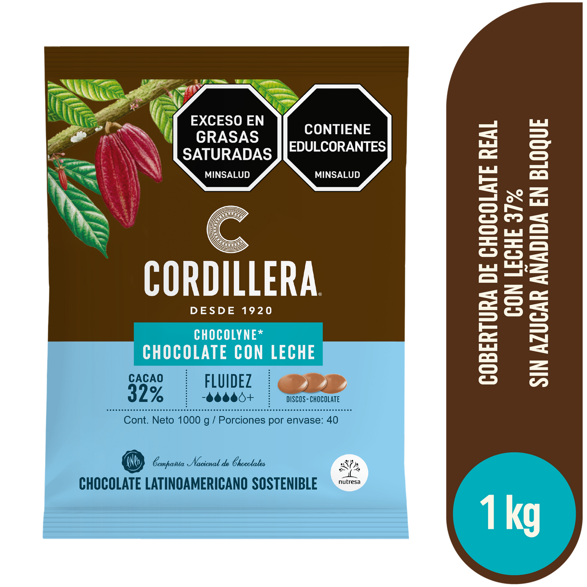 Cobertura real de leche sin azucar añadido Lyne bloque x 1kg