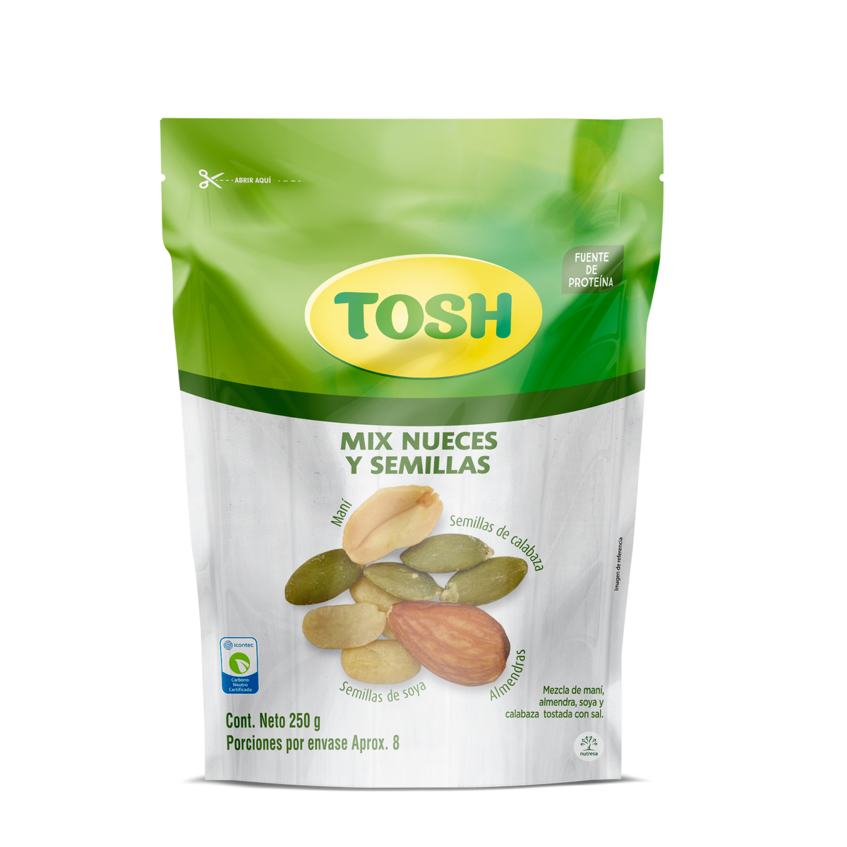 Tosh pasabocas mix nueces y semillas x250g