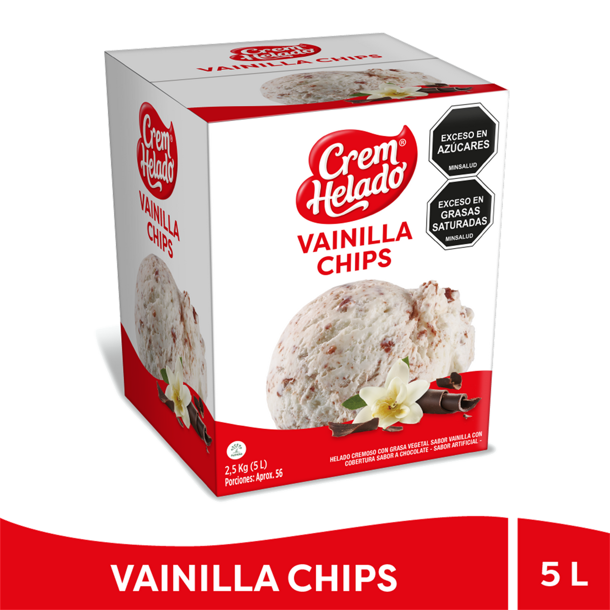 Crem Helado Tradicional Tarro Vainilla Chips x 5 L