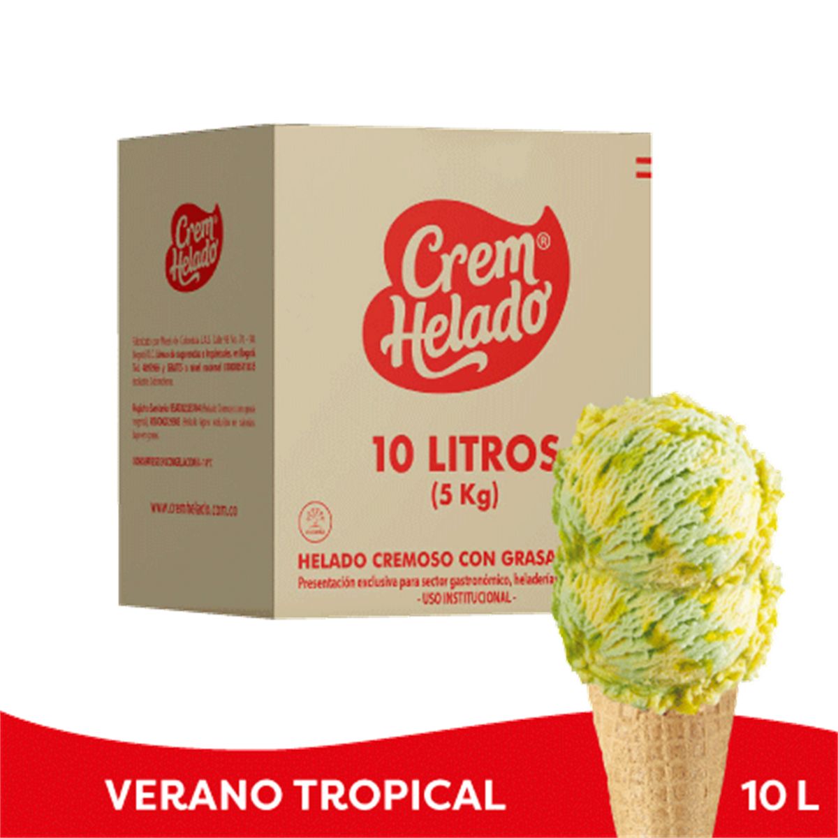 Crem Helado Tradicional Tarro Verano Tropical x 10 L
