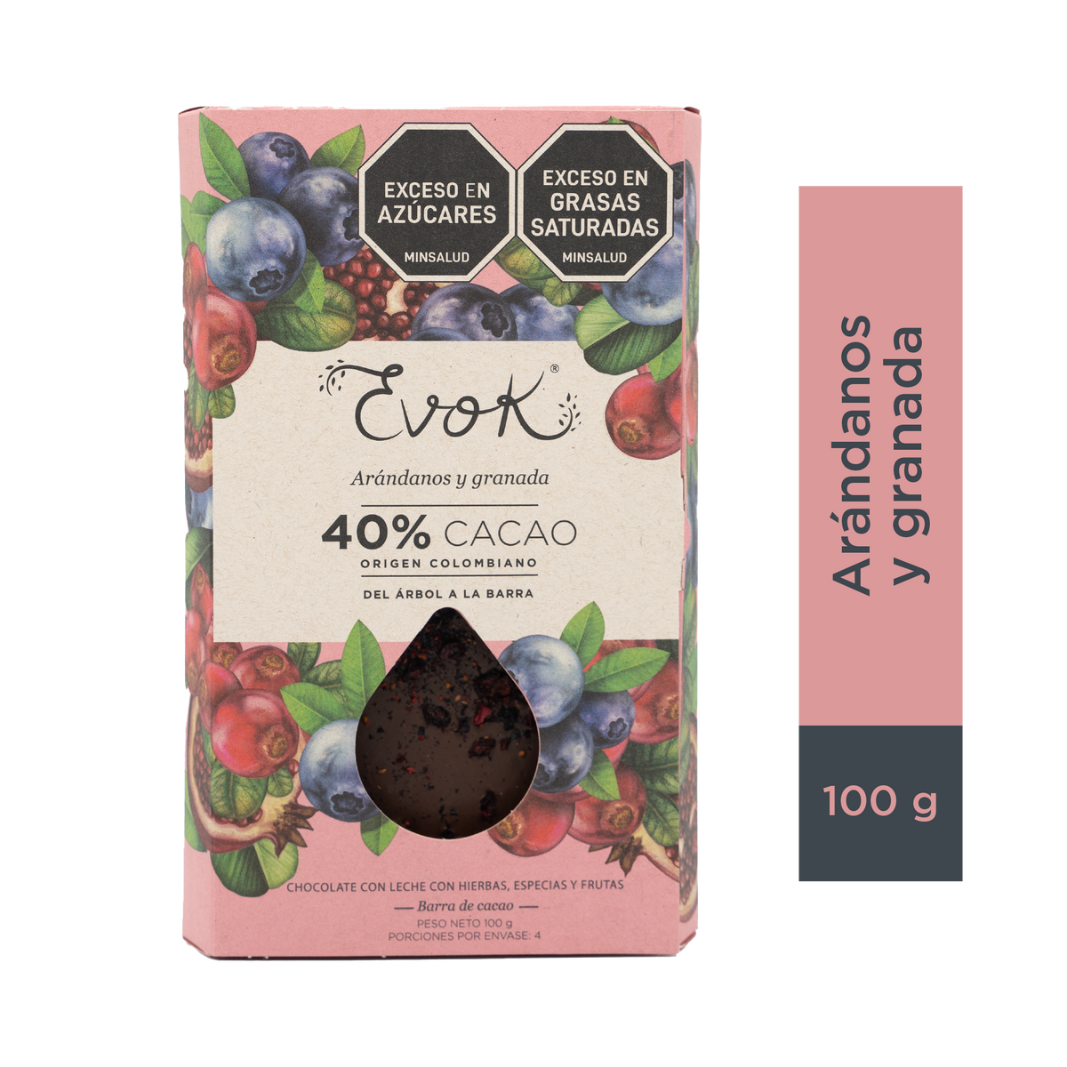 Evok Chocolate 40% Arándanos Ganada Barra x 100 g