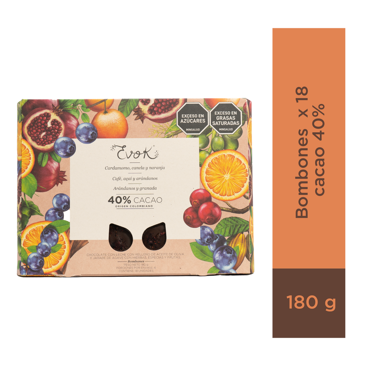 Evok Chocolate 40% Estuche x 18 unx 180 g
