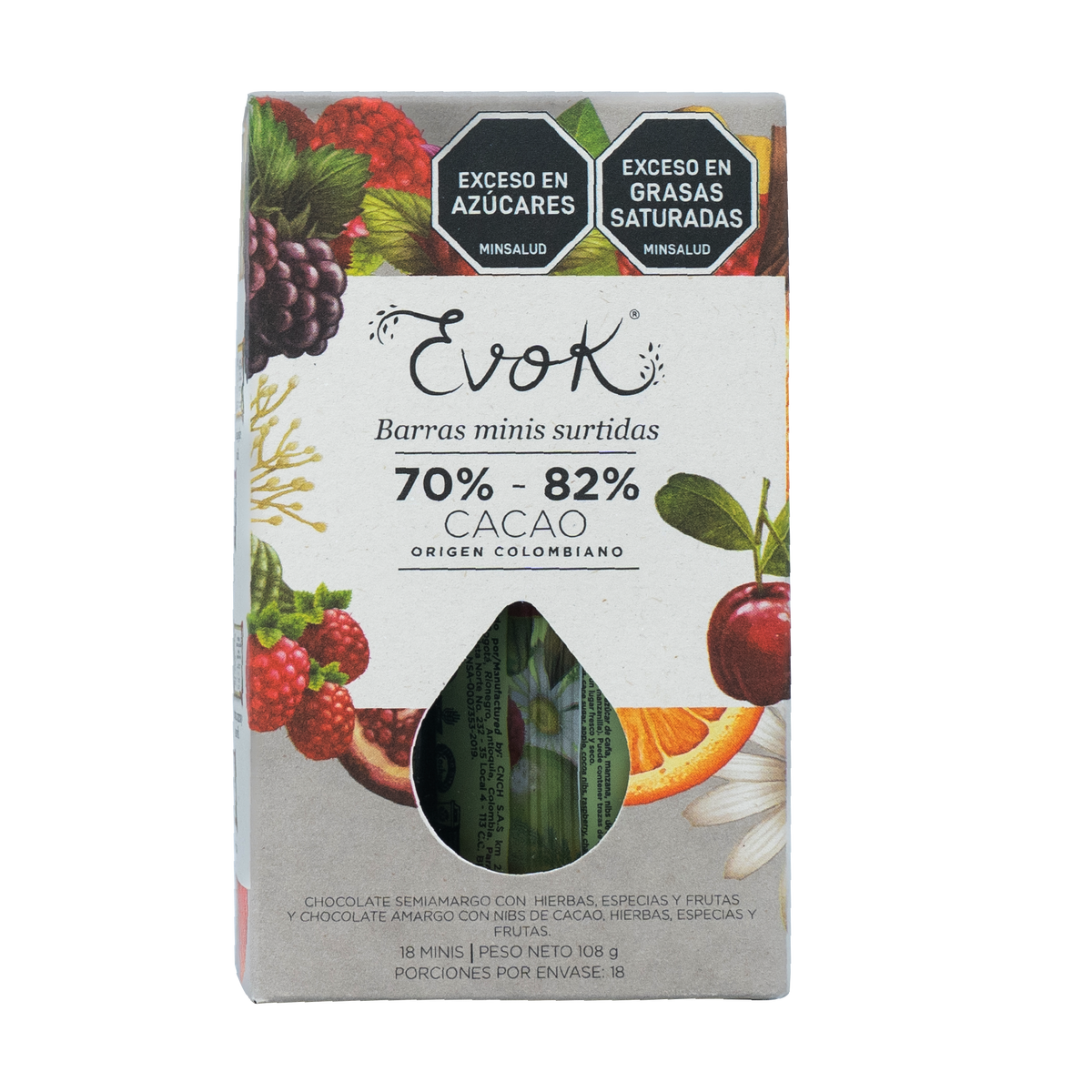 Evok Chocolate 7082% Mini x18 un x 108 g