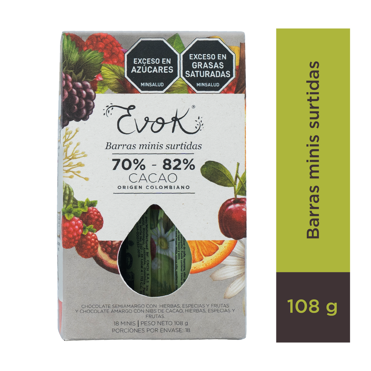 Evok Chocolate 7082% Mini x18 un x 108 g