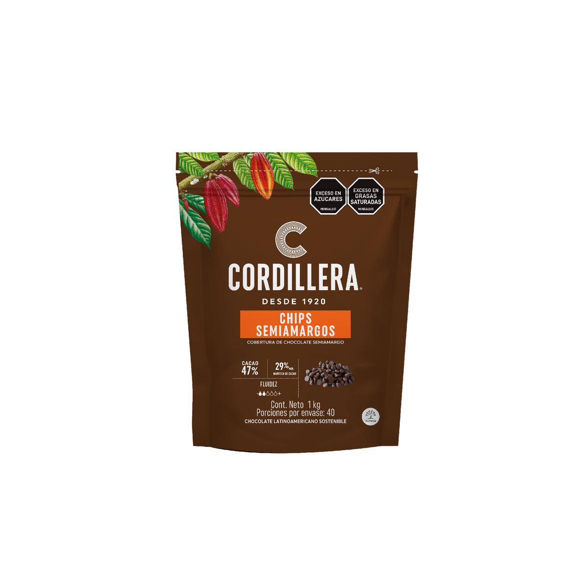 Cordillera Chips Semiamargo 47% x 1kg