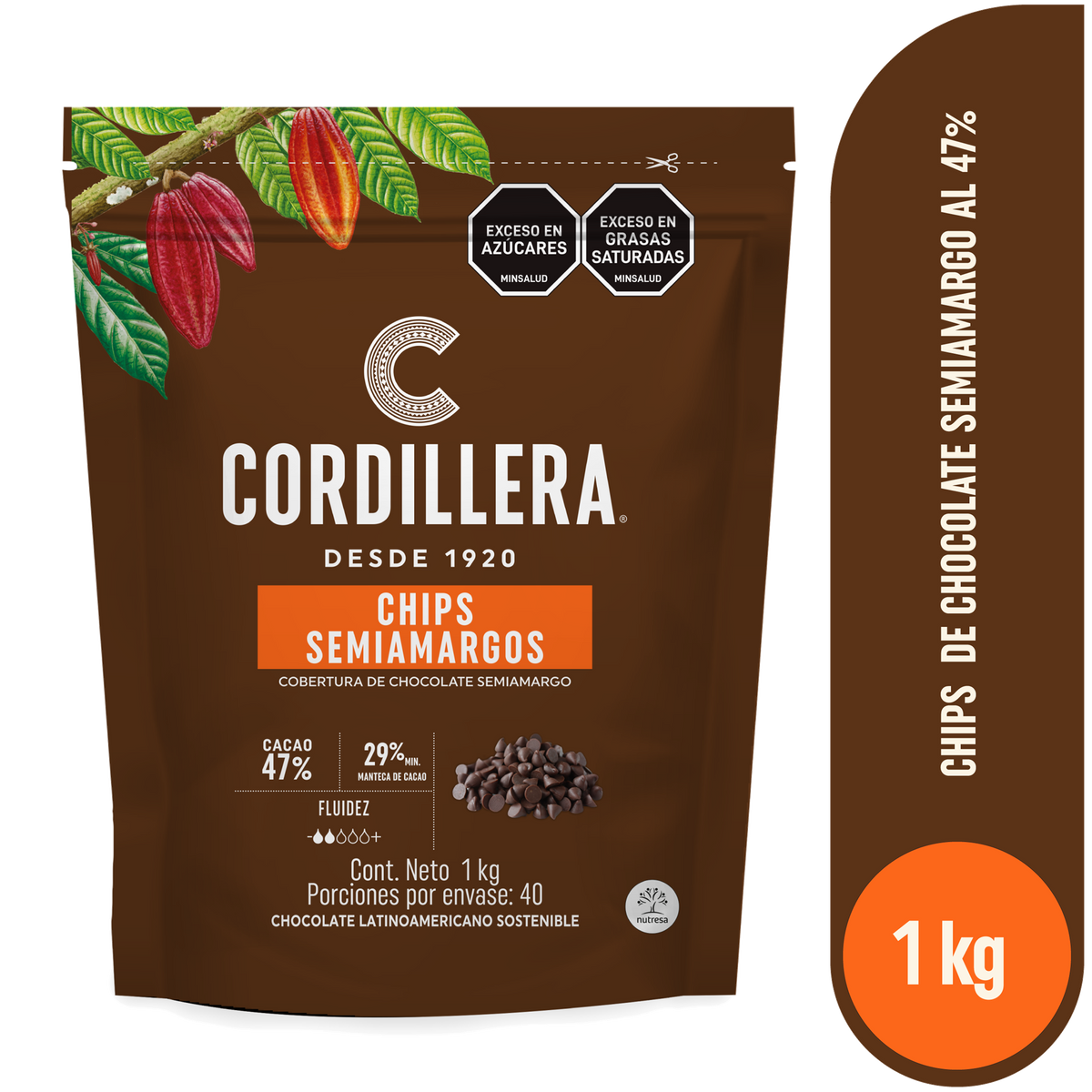 Cordillera Chips Semiamargo 47% x 1kg
