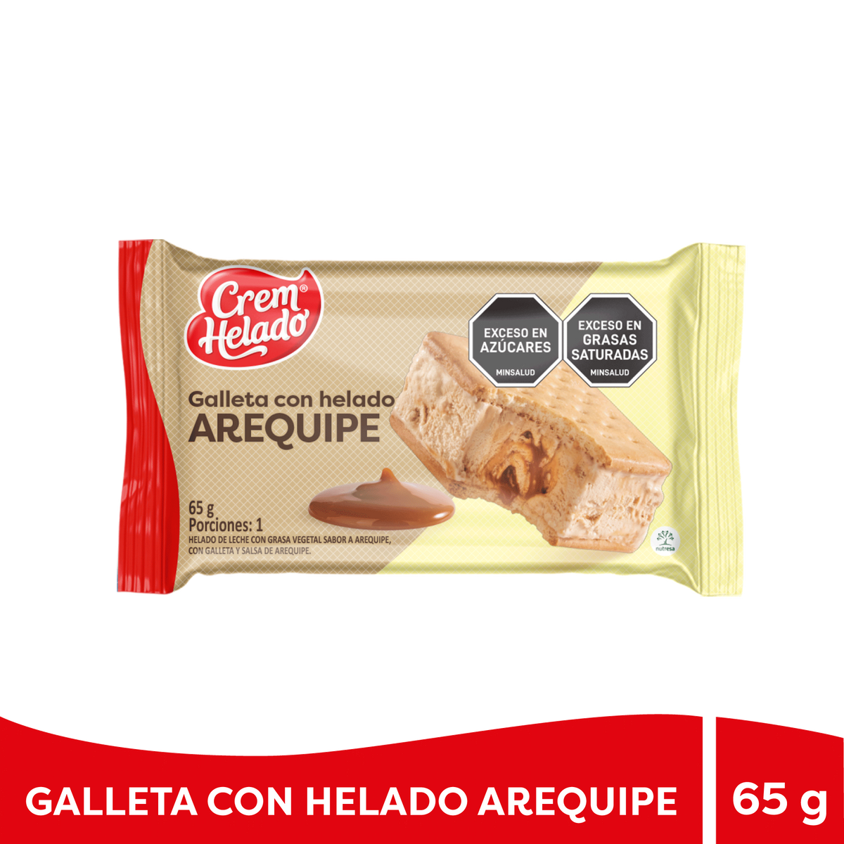 Crem Helado Galleta con Helado Arequipe Caja x 20 Un x 65 g
