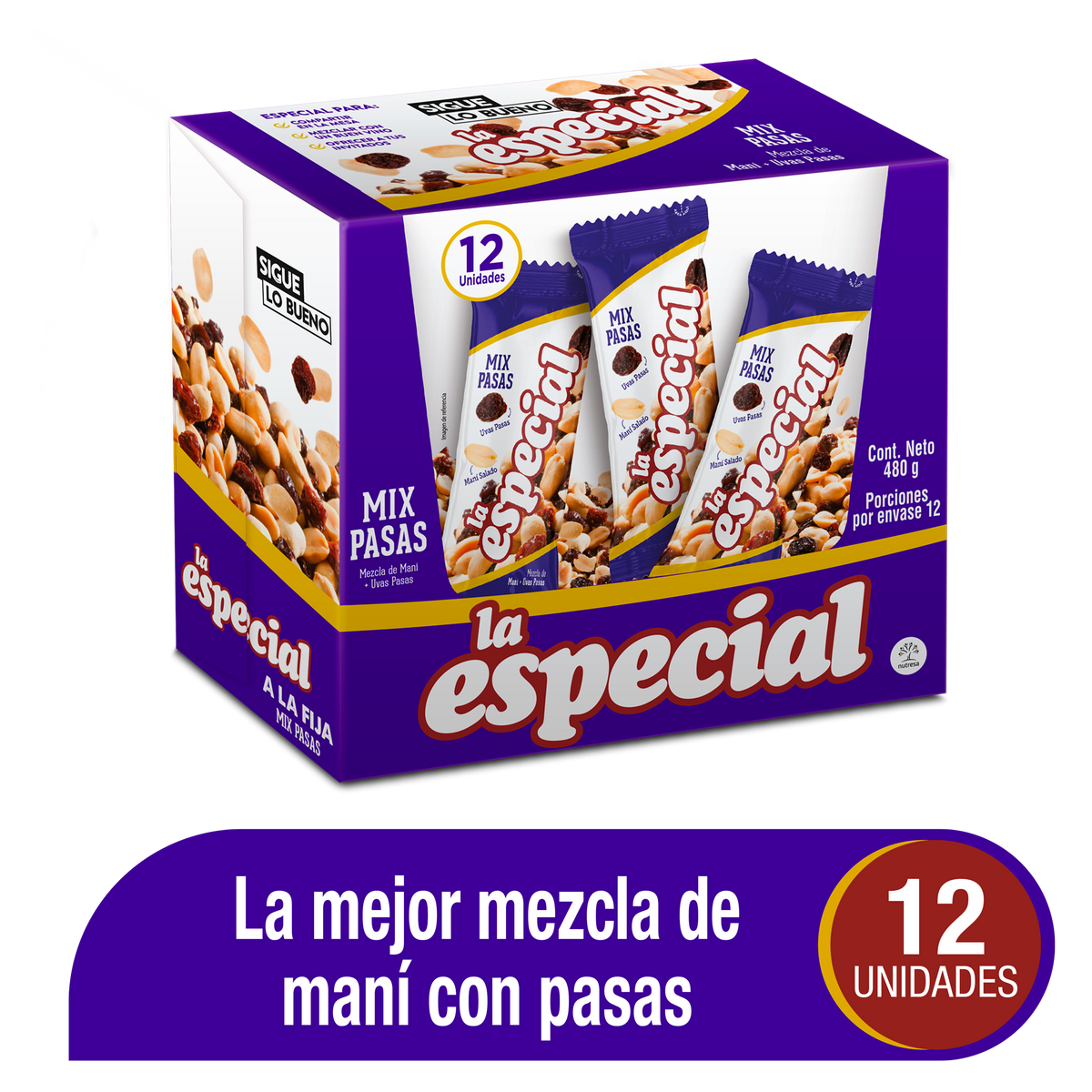 La Especial Pasabocas Pasas x Plegadiza x 12 Un x 40 g