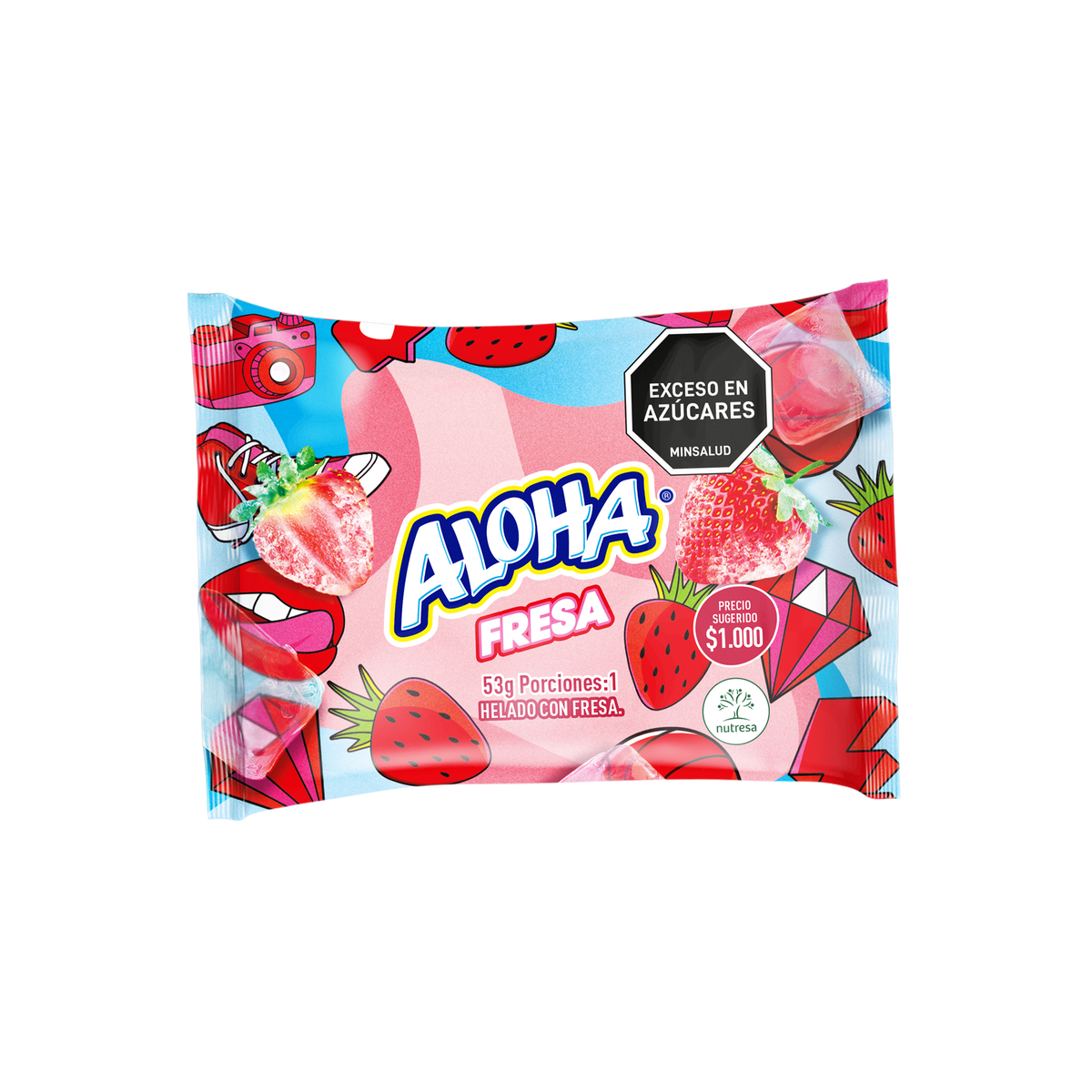 Aloha Paleta Fresa cm 60 un x 53 g