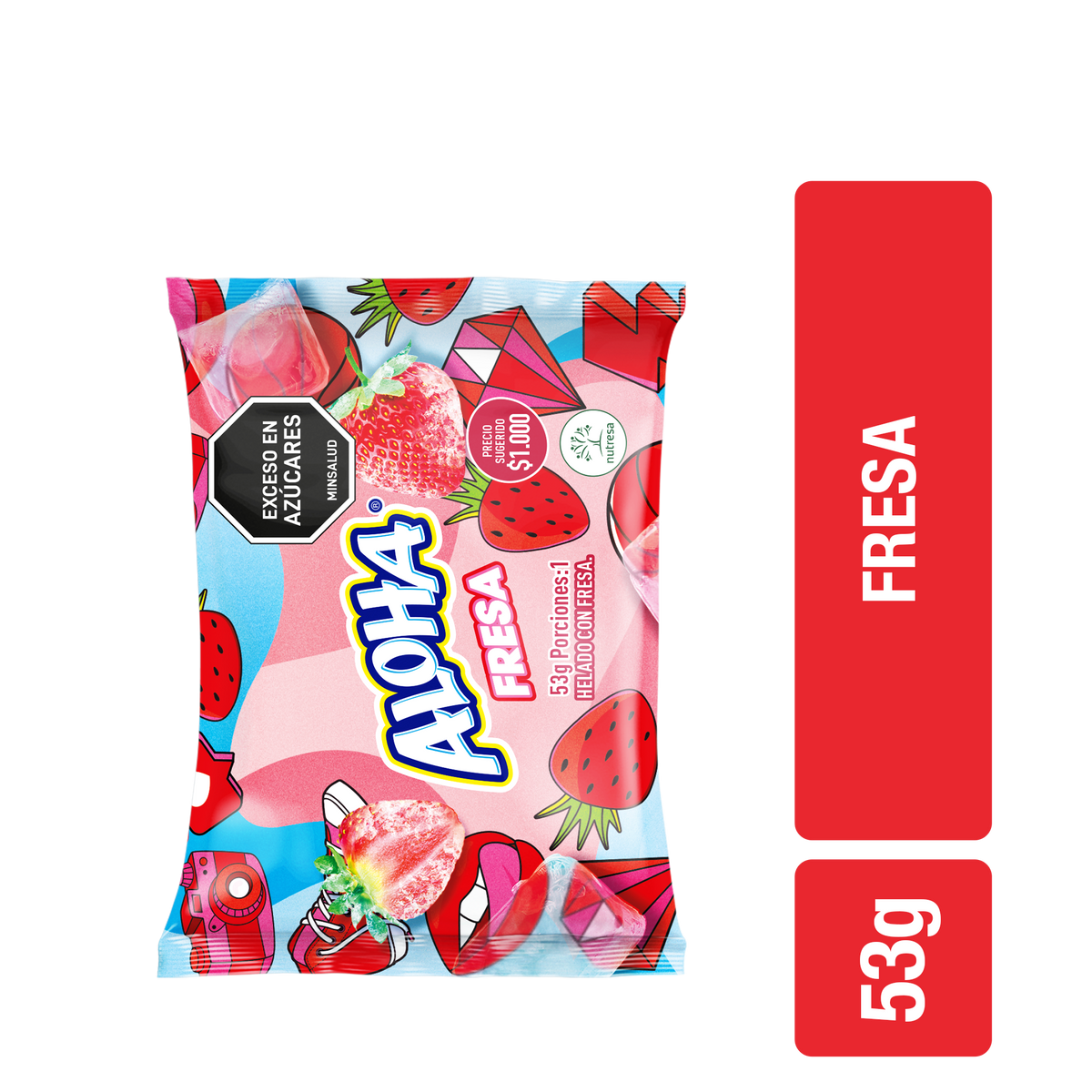 Aloha Paleta Fresa cm 60 un x 53 g