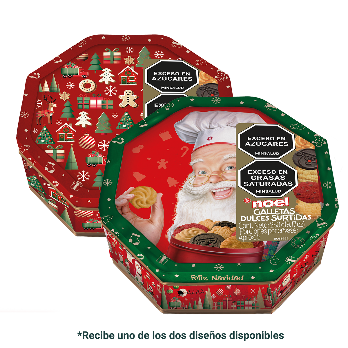 Noel Galleta Navidad Cofre Octogonal por 260 gramos