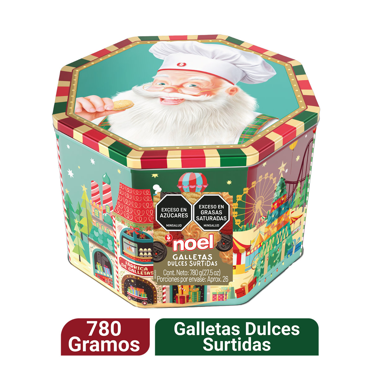 Noel Galleta Navidad Cofre Tambor por 780 gramos