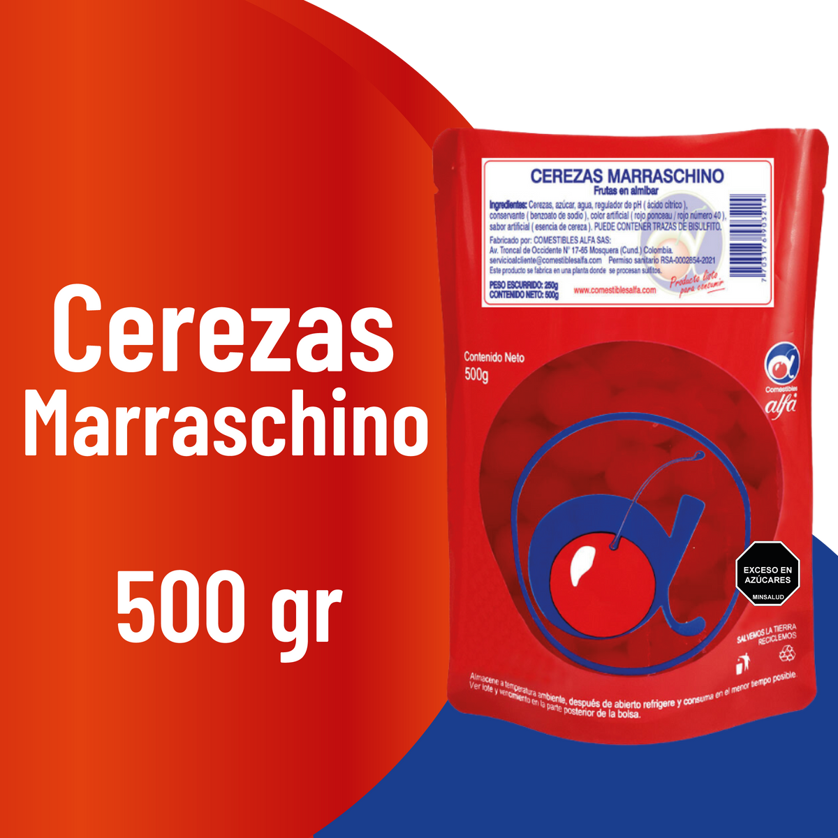 Alfa Cerezas Marrasquino Doypack 500gr
