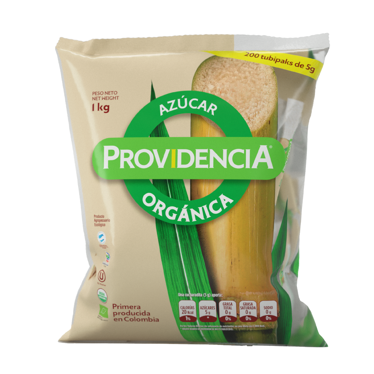 Providencia Azúcar Orgánica Tubipak 5gr x 200u