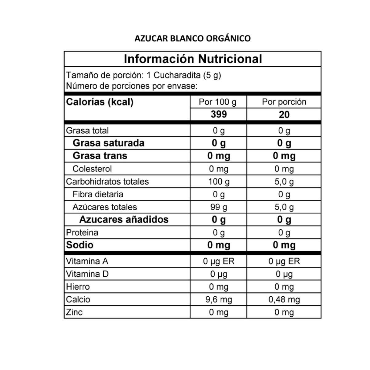 Providencia Azúcar Orgánica Tubipak 5gr x 200u