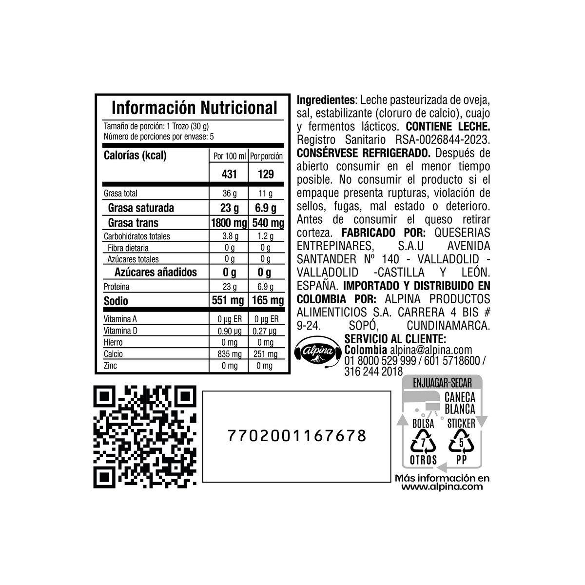 Alpina Queso De Oveja 150 gr