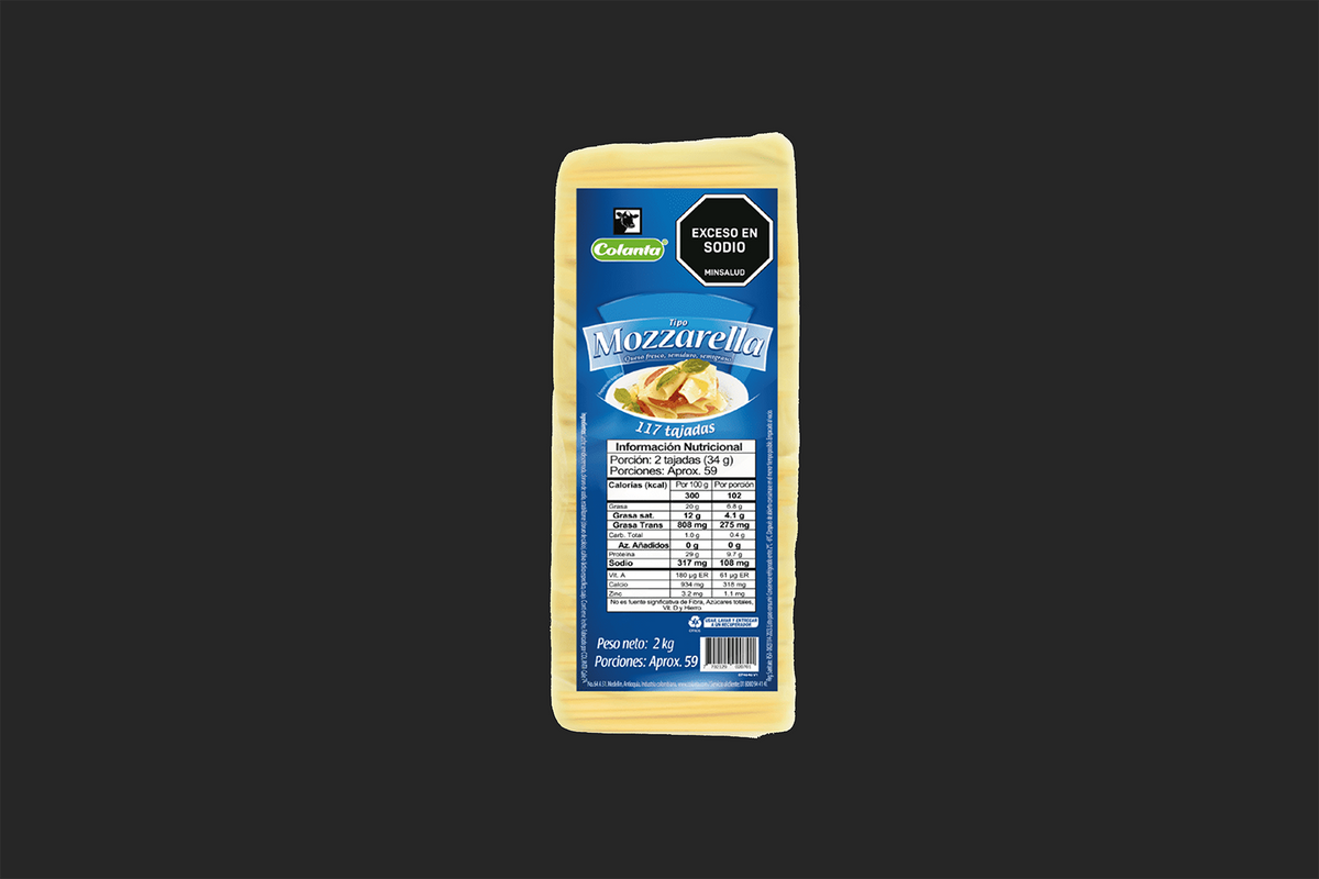 Colanta Queso Mozzarella Tajado x 2 kg