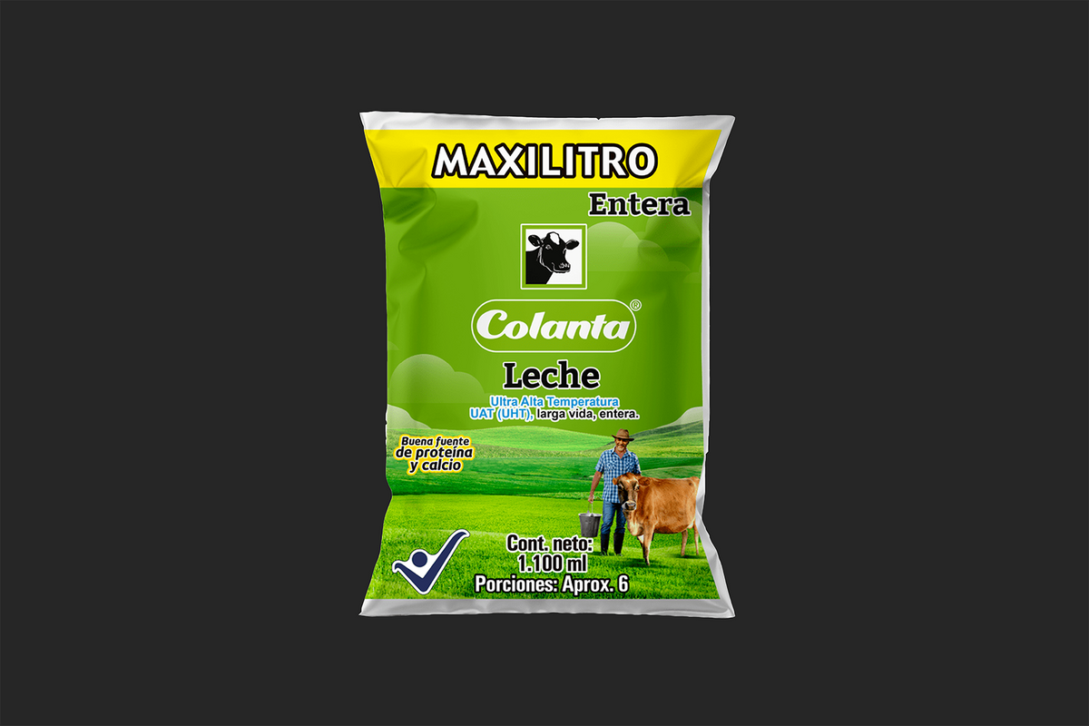 Colanta Leche UHT Entera Maxilitro Bolsa x 1100 ml