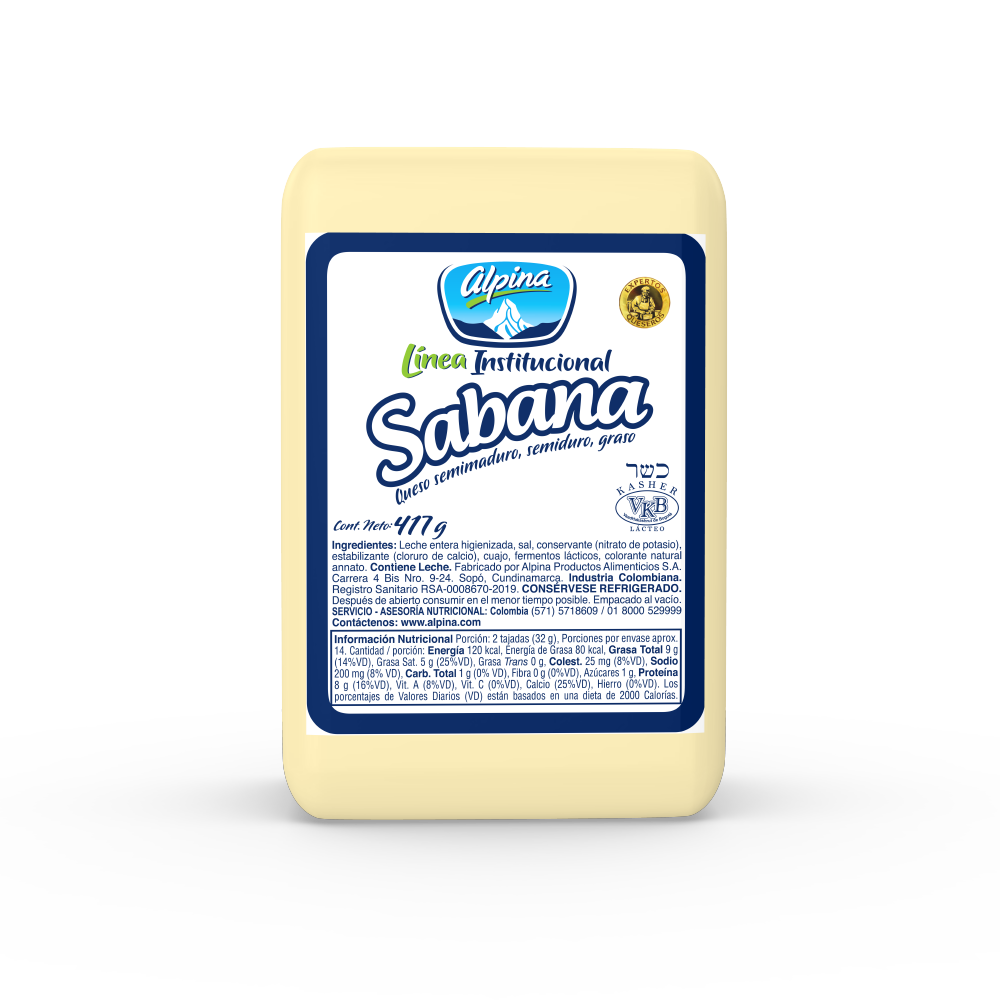 Alpina Institucional Queso Sabana Alpina 25 un x 417 g