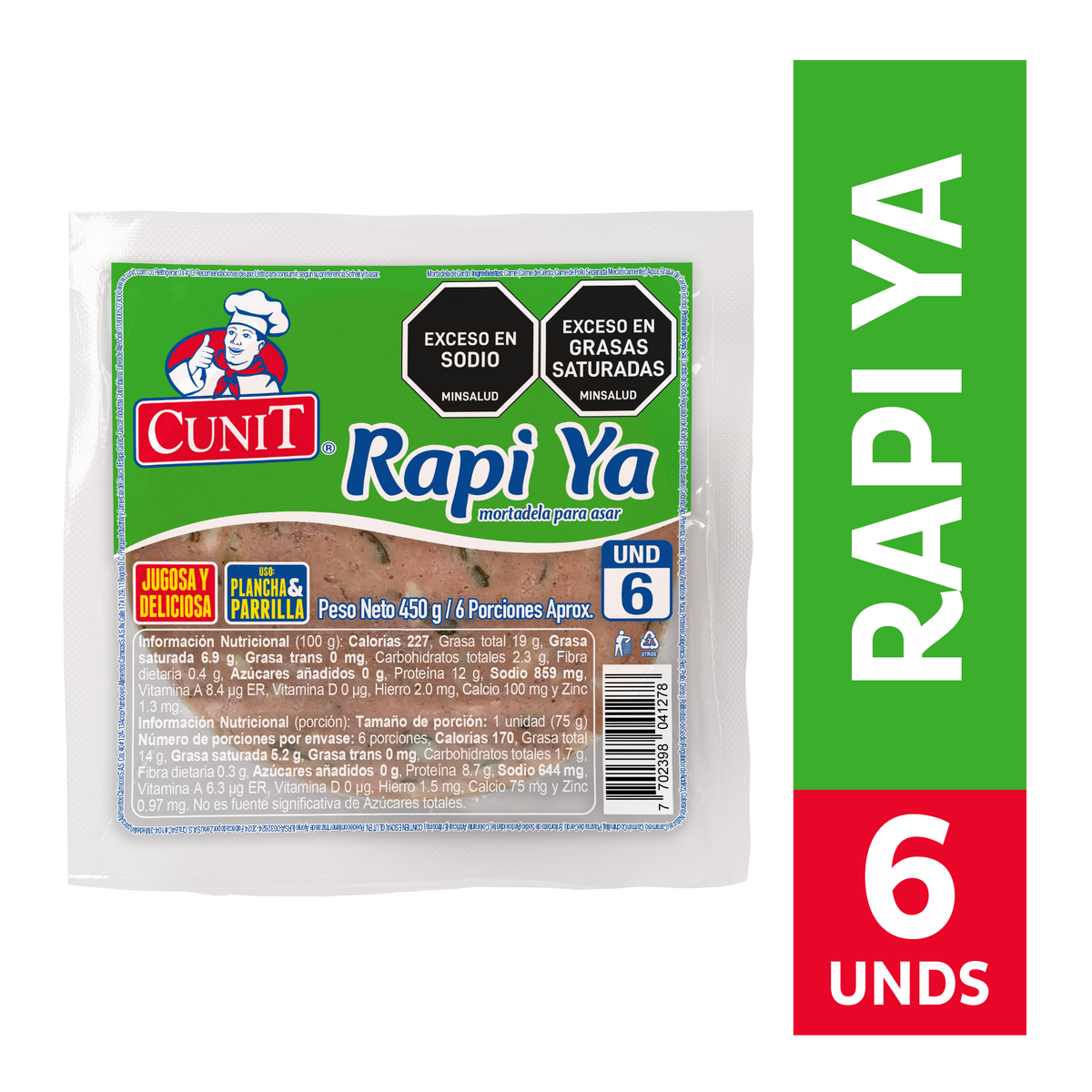 Cunit Mortadela Rapiya Precocida x 450 g