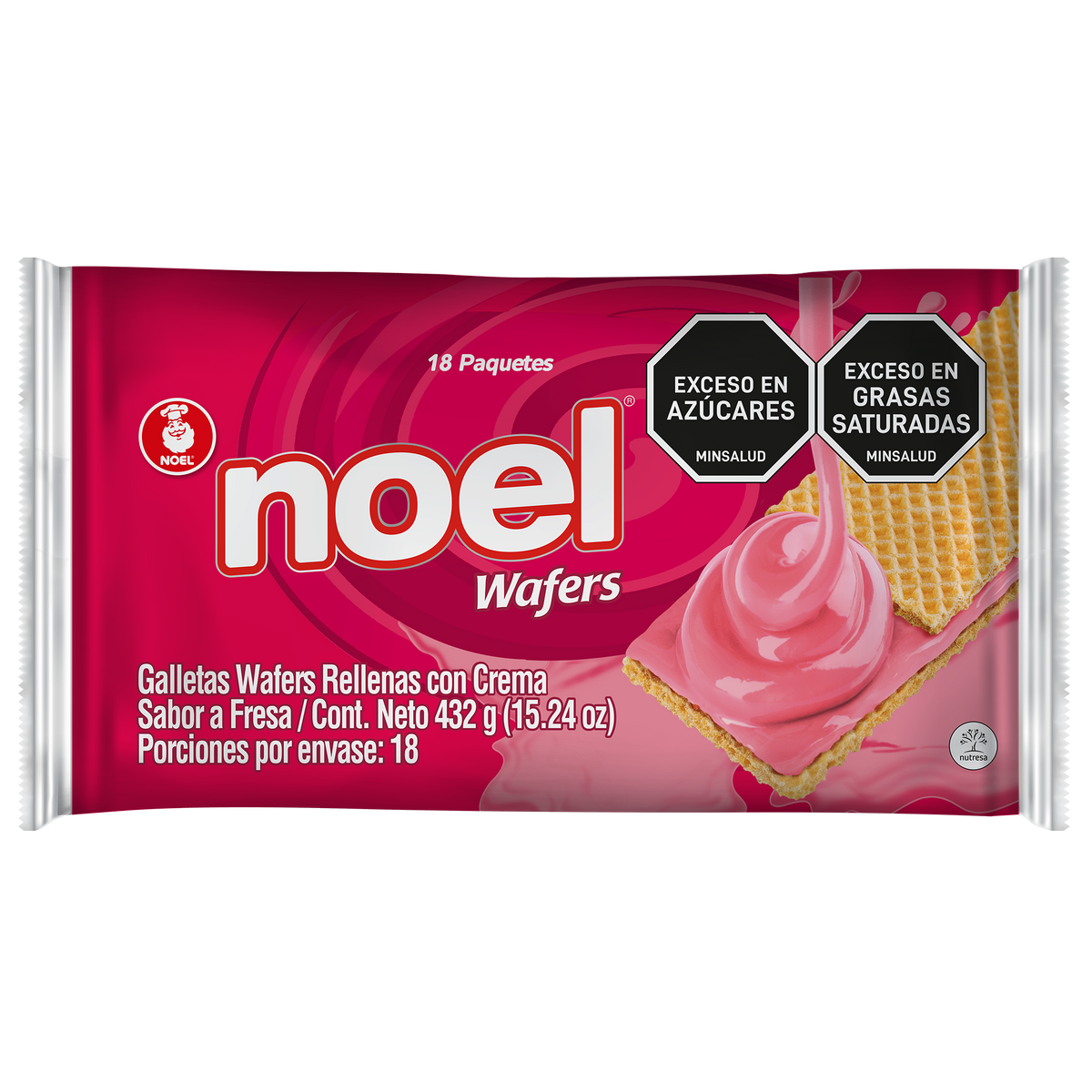 Noel Galleta Wafers Fresa Bolsa 18 x 4