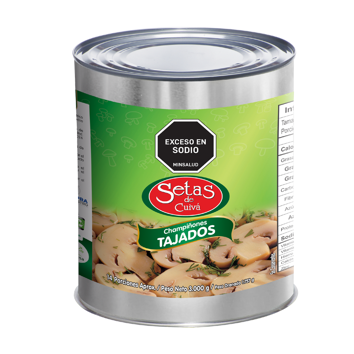 Setas Champiñones Tajado x 3000 g