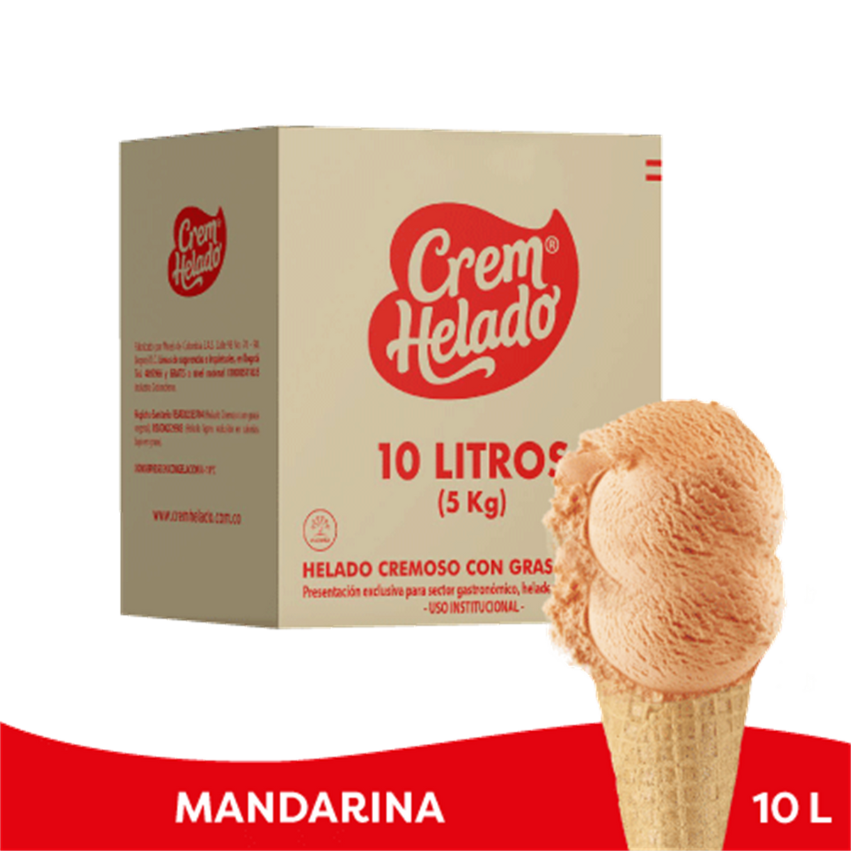 Crem Helado Tradicional Tarro Mandarina x 10 L