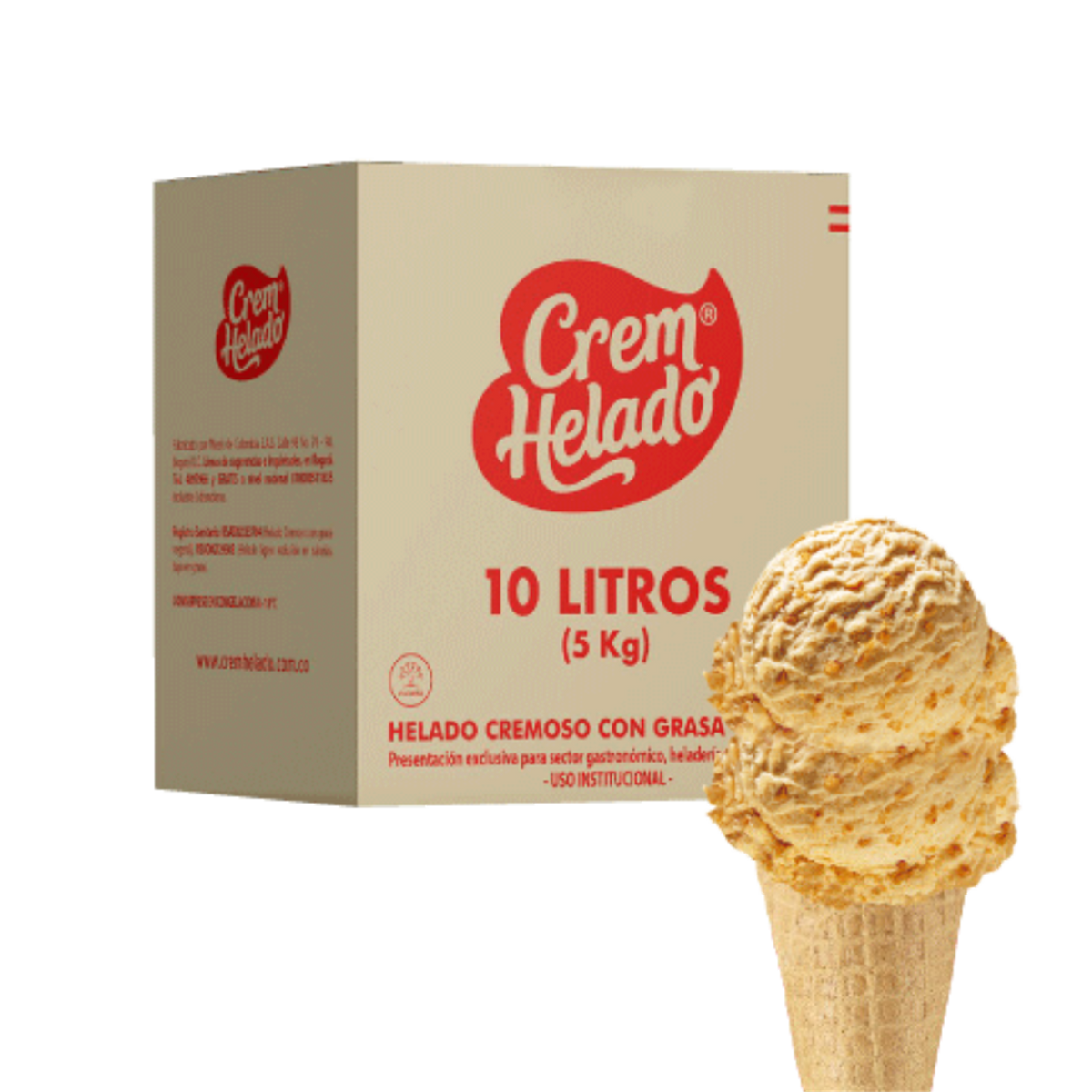Crem Helado Tradicional Tarro Nata Maní x 10 L