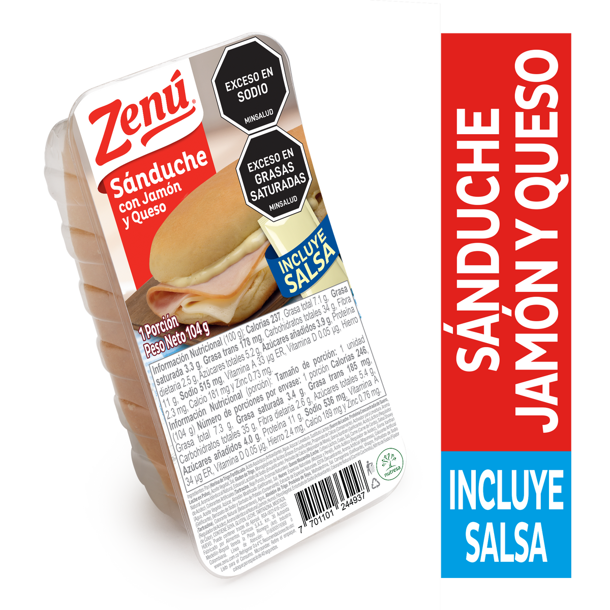 Zenú Sanduche Jamón Queso x 104 g
