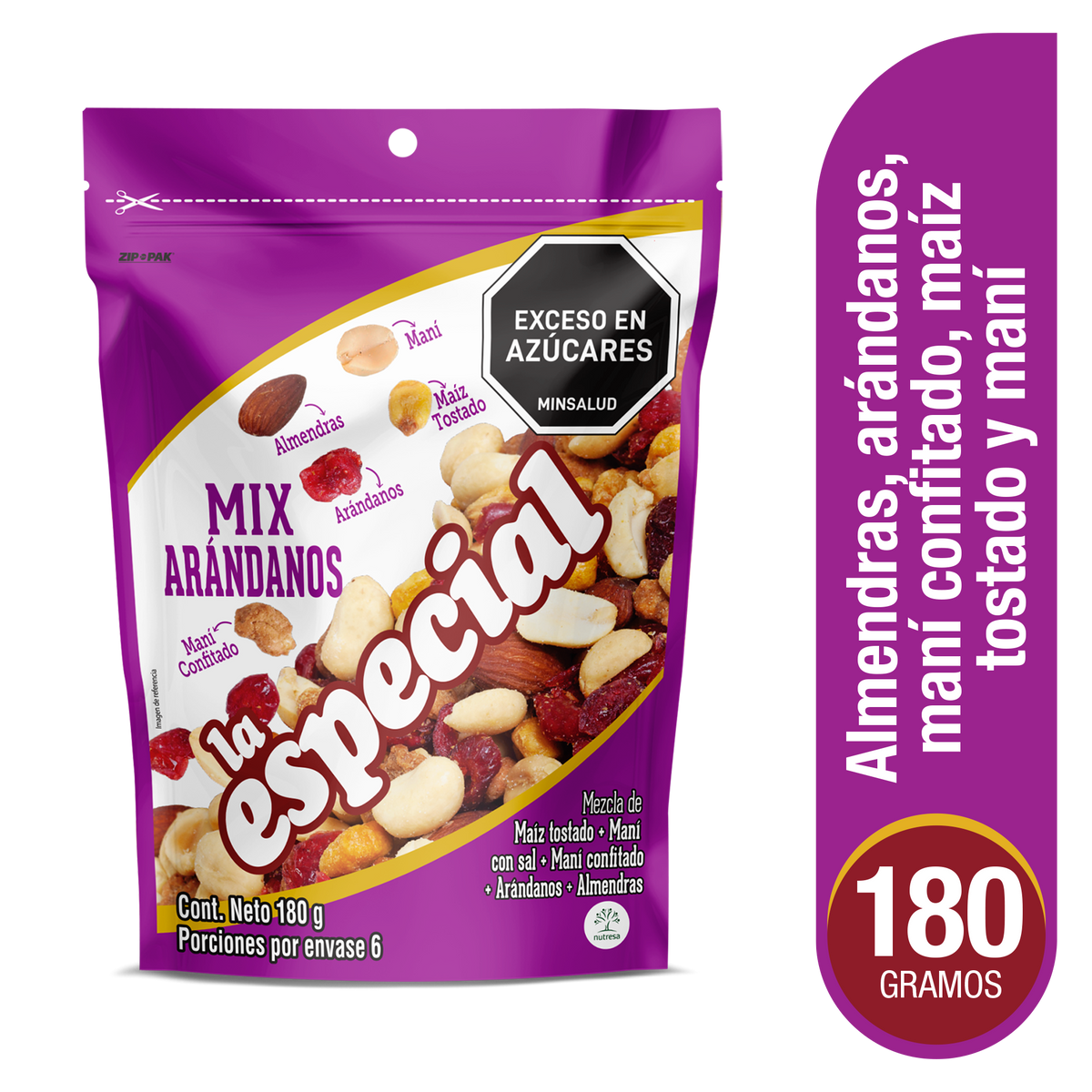 La Especial Pasabocas Mix Arandanos x Doypack 180 g