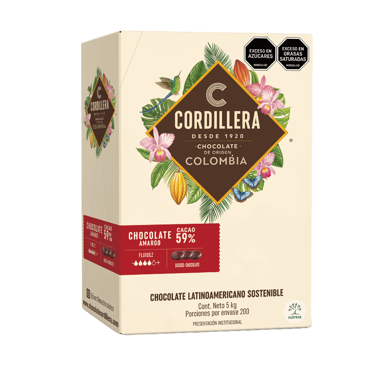 Cordillera Cobertura Amarga 59% Origen Colombia Depositados x 5kg