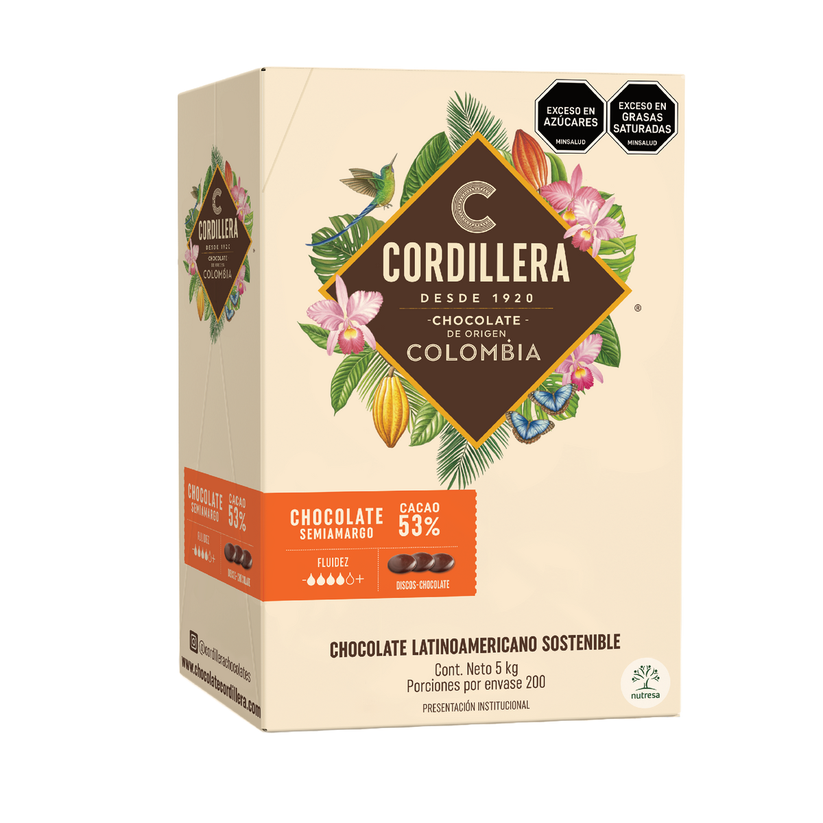 Cordillera Cobertura Semiamarga 53% Origen Colombia Depositados x 5kg