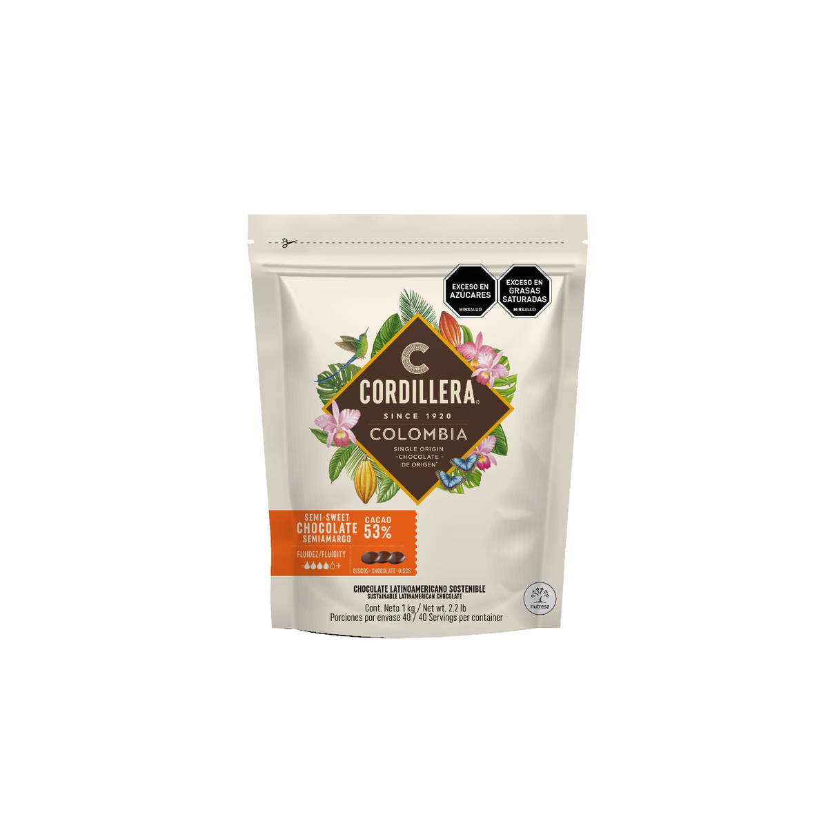 Cordillera Cobertura Semiamarga 53% Origen Colombia Depositados x 1 kg