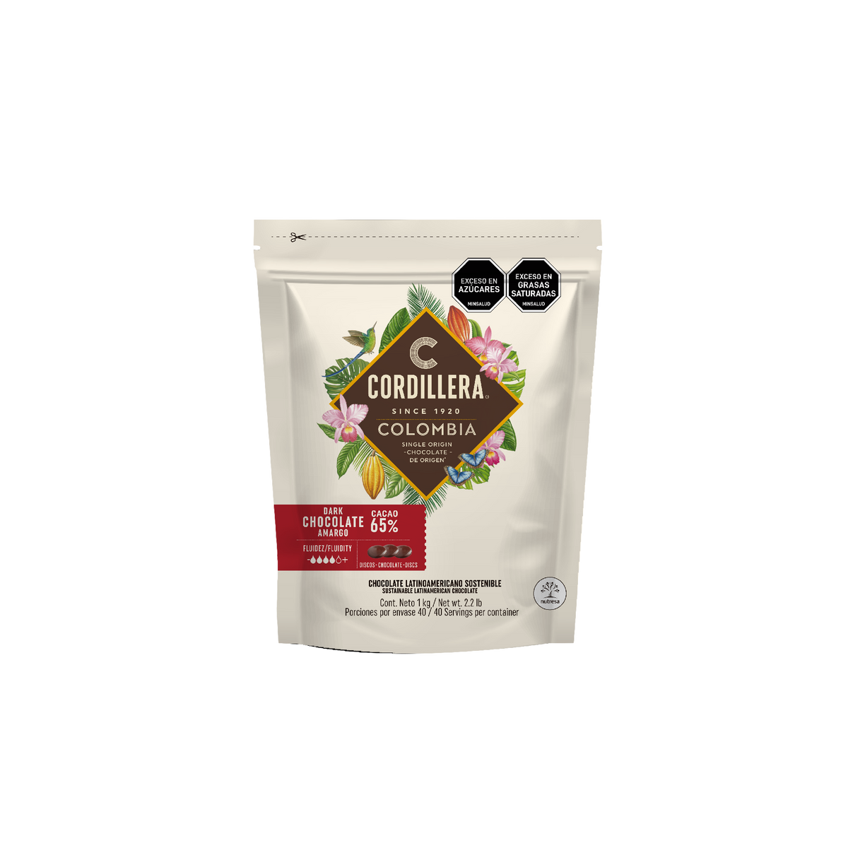 Cordillera Cobertura Amarga 65% Origen Colombia Depositados x 1 kg