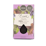 Evok Chocolate 70% Mora Canela Arándano Azul Barra x 100 g