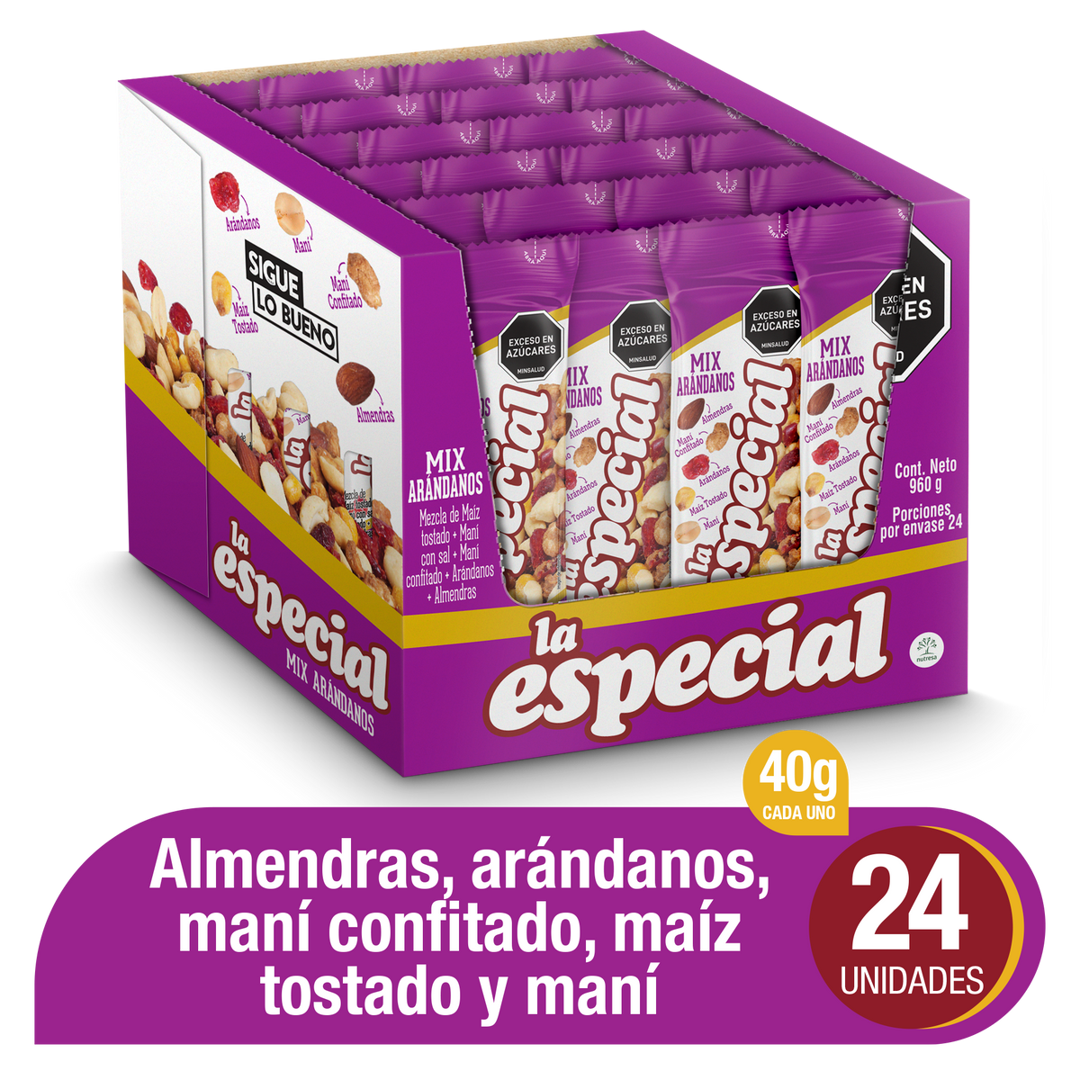 La Especial Pasabocas Mix Arandanos x Plegadiza x 24 Un x 40 g