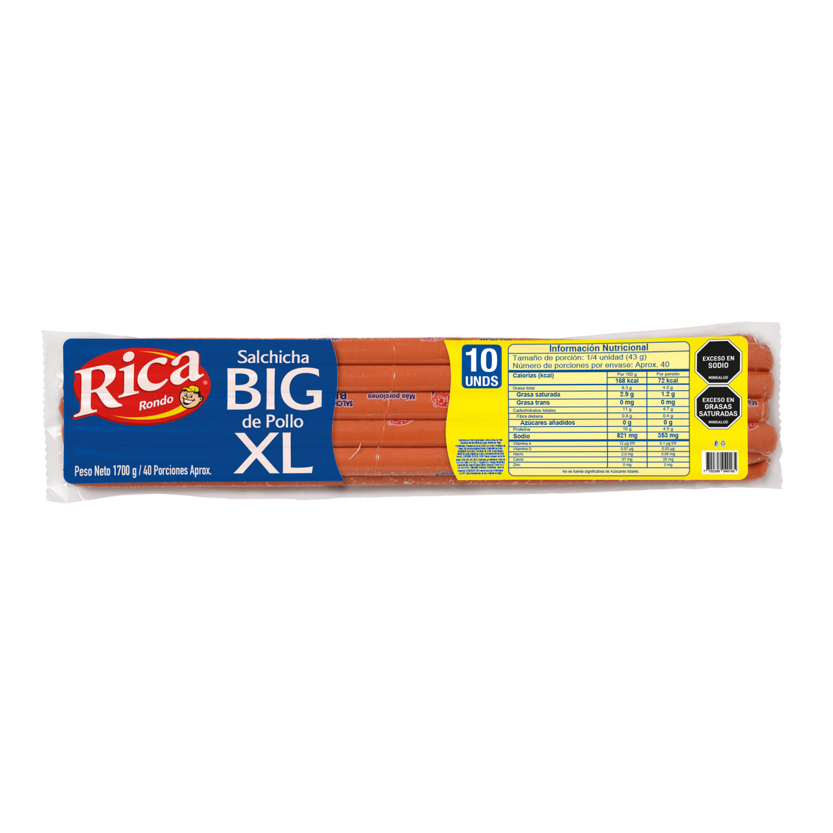 Rica Salchicha Big Pollo XL x 1700 g