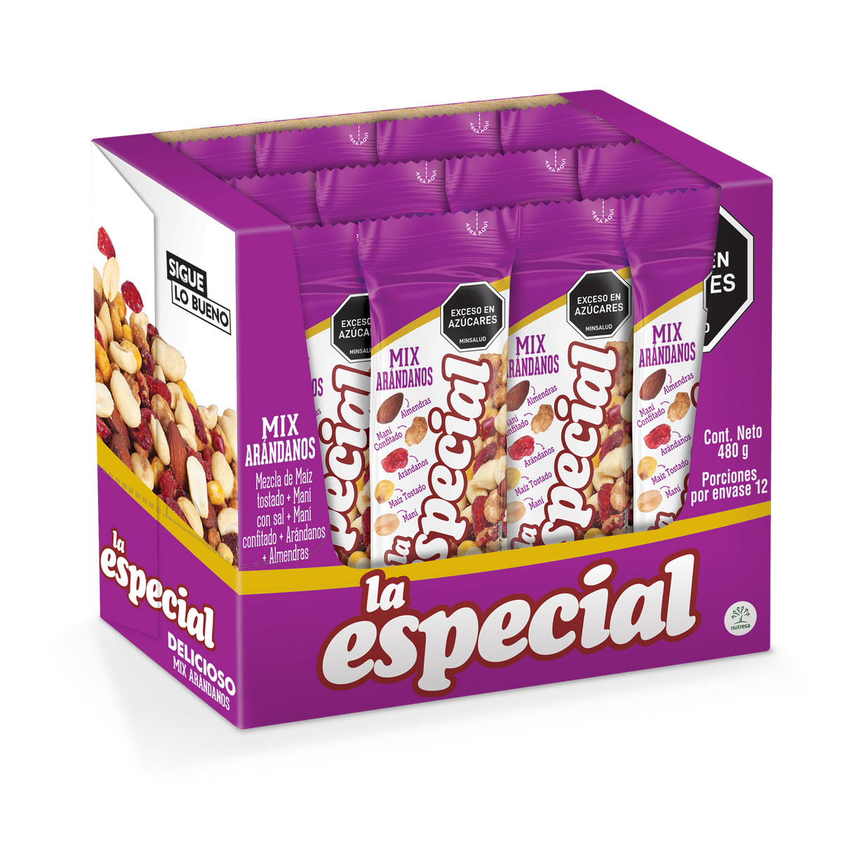 La Especial Pasabocas Mix Arandanos x Plegadiza x 12 Un x 40 g