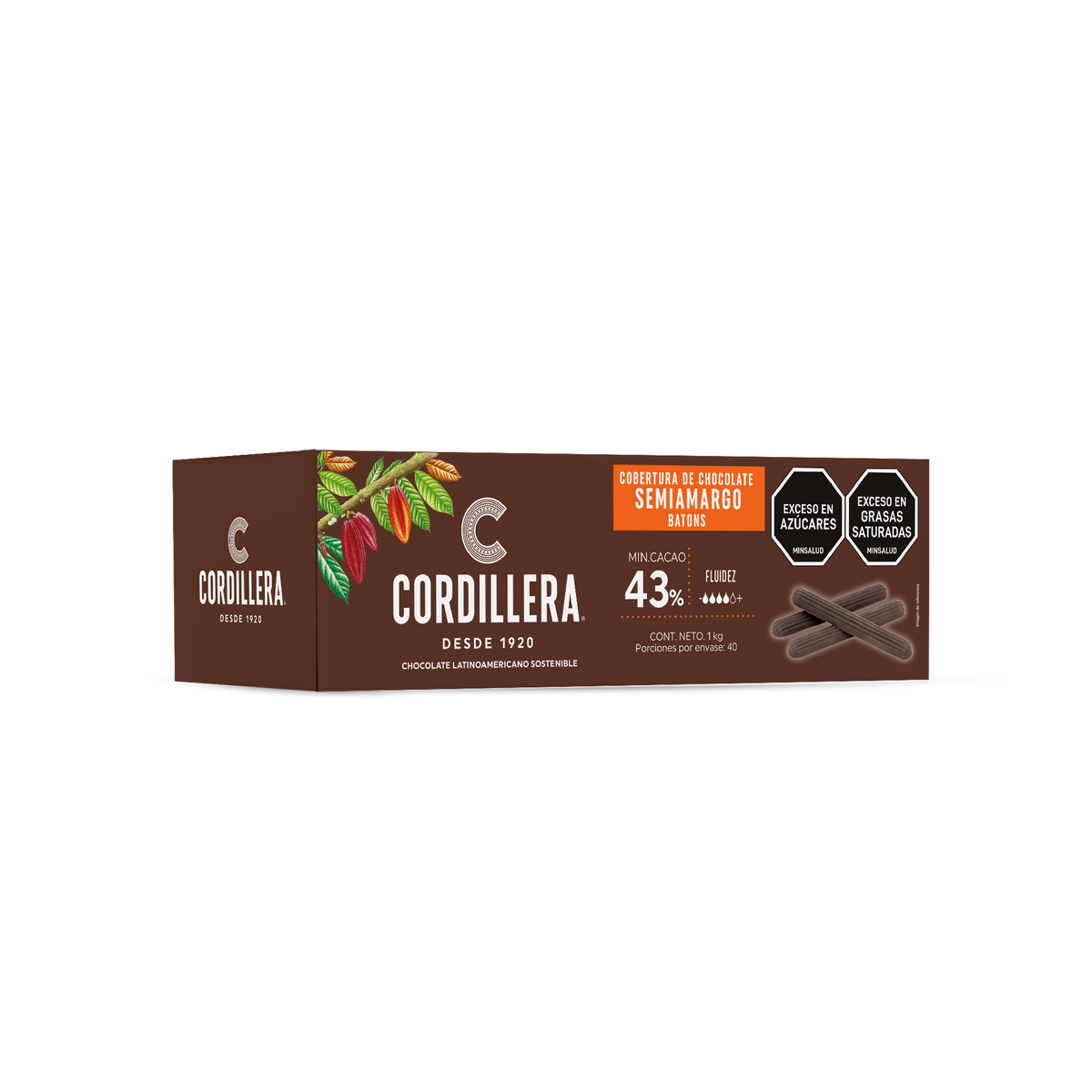 Cordillera Barra De Chocolate Semiamargo 43% caja x 1 kg
