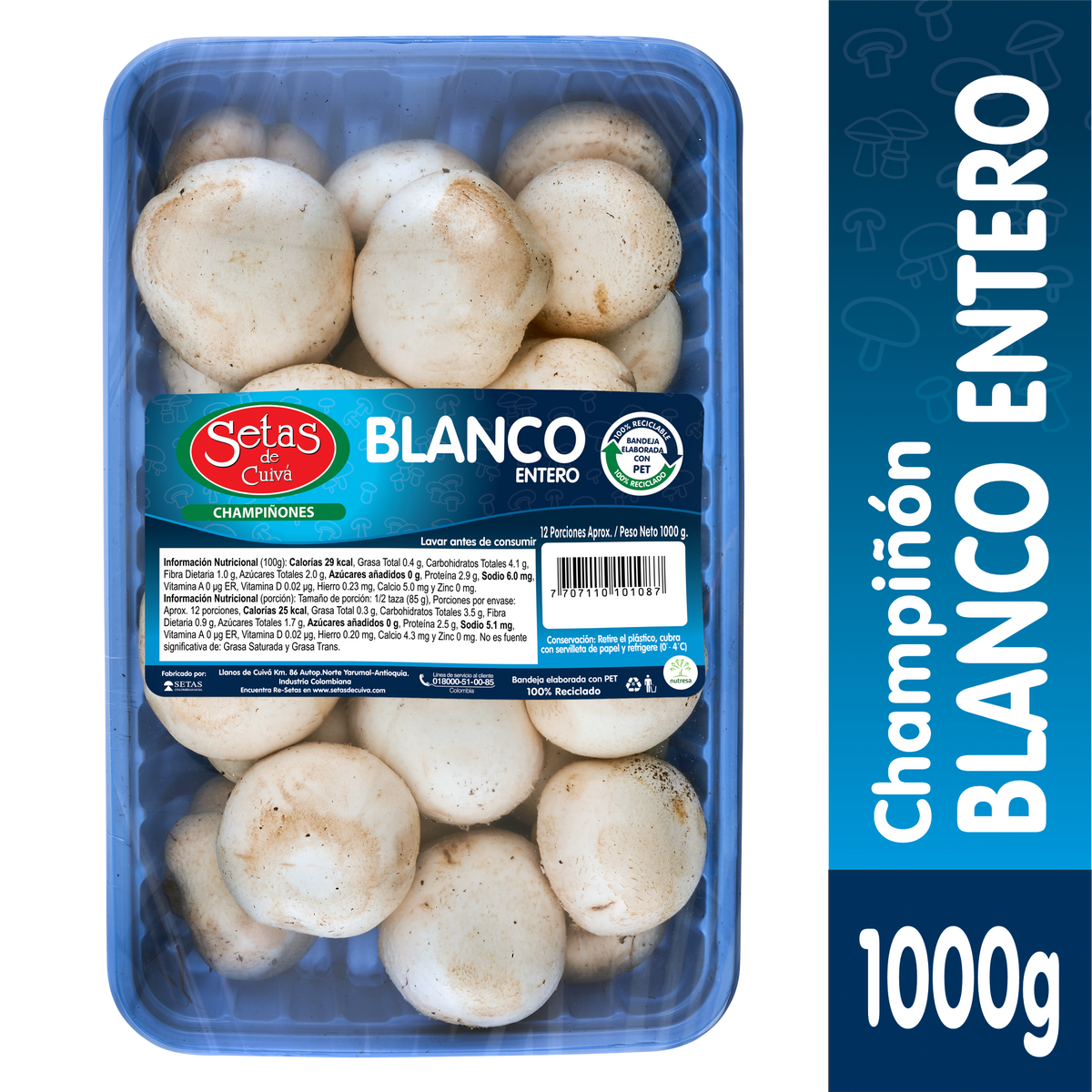 Setas Champiñones Entero Canasta x 1 kg