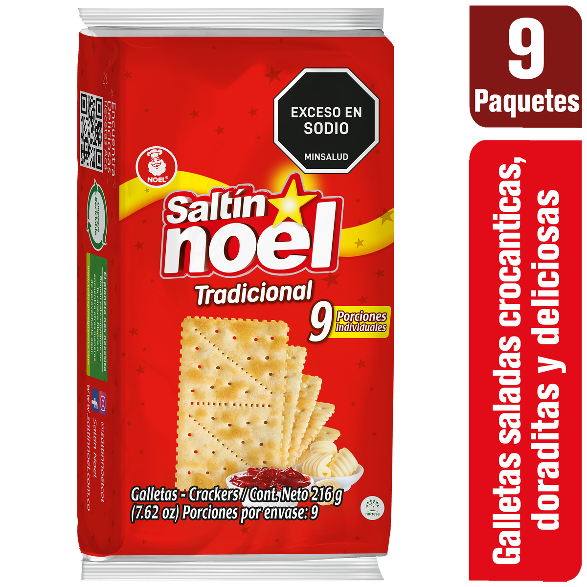 Saltin Noel Galleta Saltin Rojo Bolsa 9 x 4 x 216 g