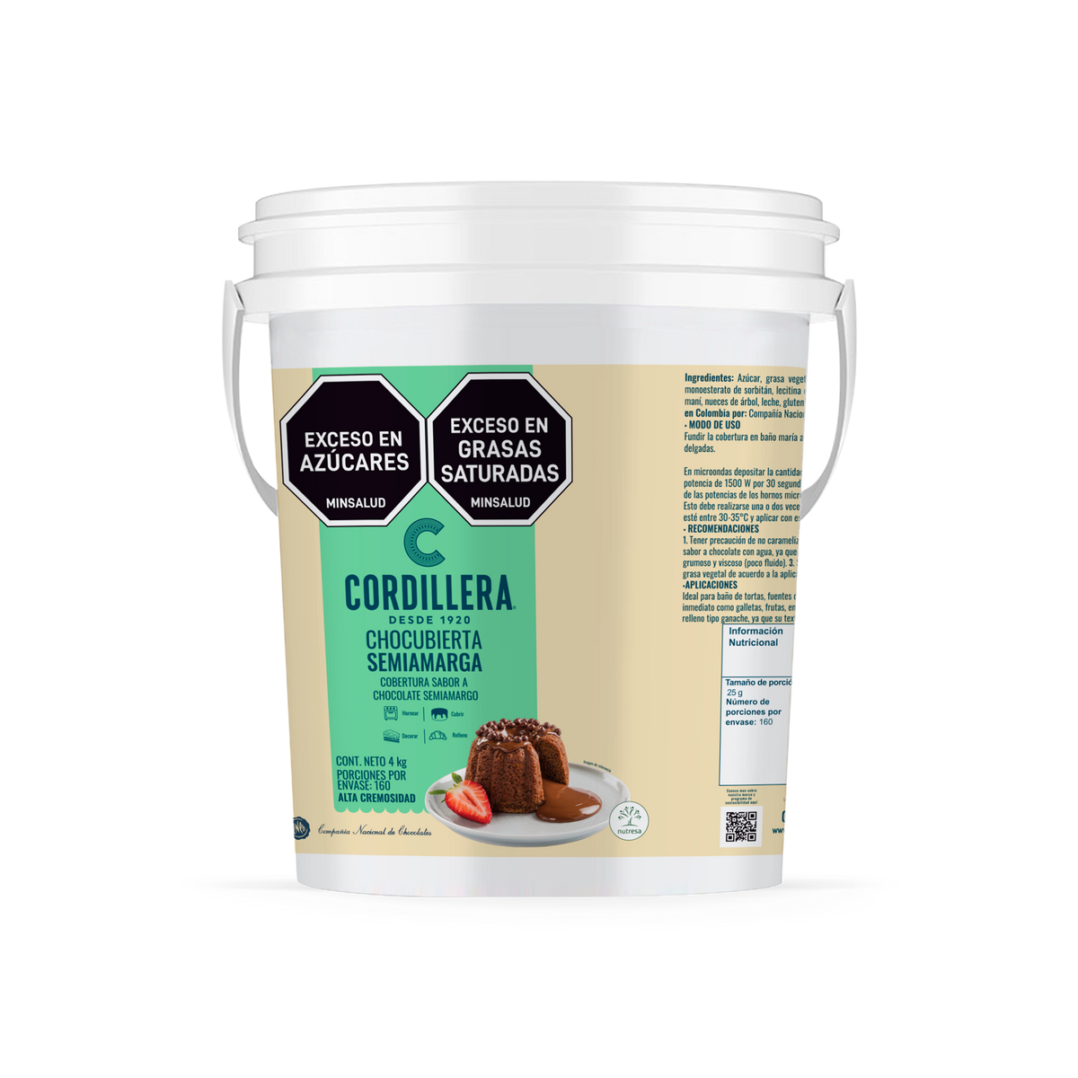 Cordillera Chocubierta Sabor a Chocolate Semimargo caneca x 4kg