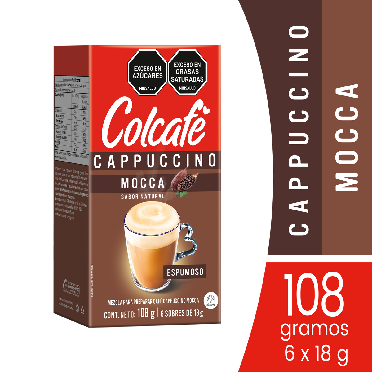 Colcafe Cappuccino Mocca Natural 6 Sobre x 18 g