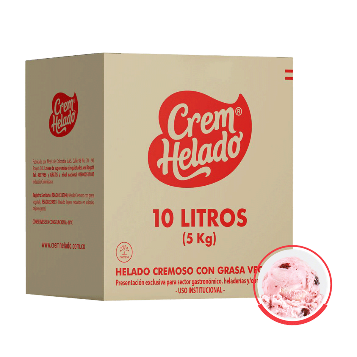 Crem Helado Tradicional Tarro Yogurt Frutos Rojos x 10 L