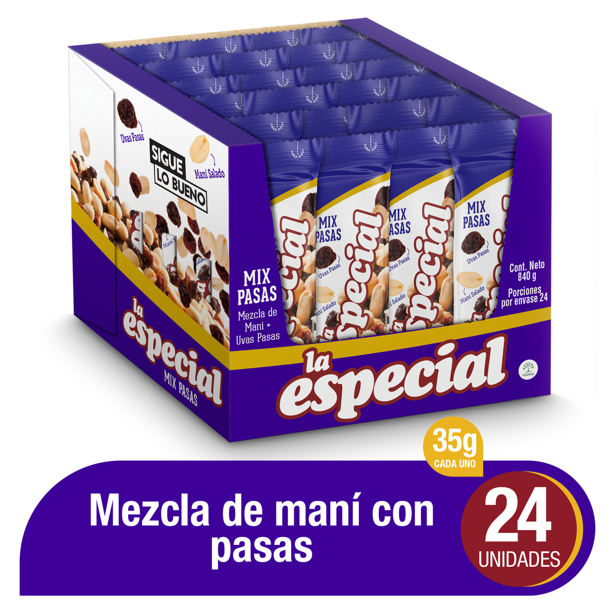 La Especial Pasabocas Pasas x Plegadiza x 24 Un x 35 g